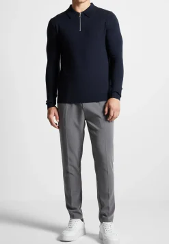 Merino Wool Long Sleeve Polo Top With Zip -^Manière De Voir Discount