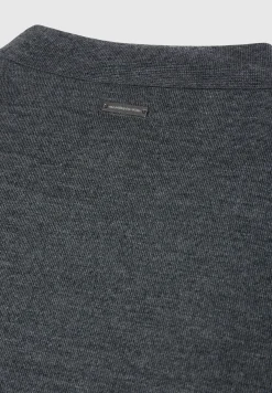 Merino Wool Long Sleeve Polo Top With Zip - Marl Grey^Manière De Voir Discount