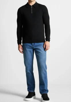 Merino Wool Long Sleeve Polo Top With Zip -^Manière De Voir Sale