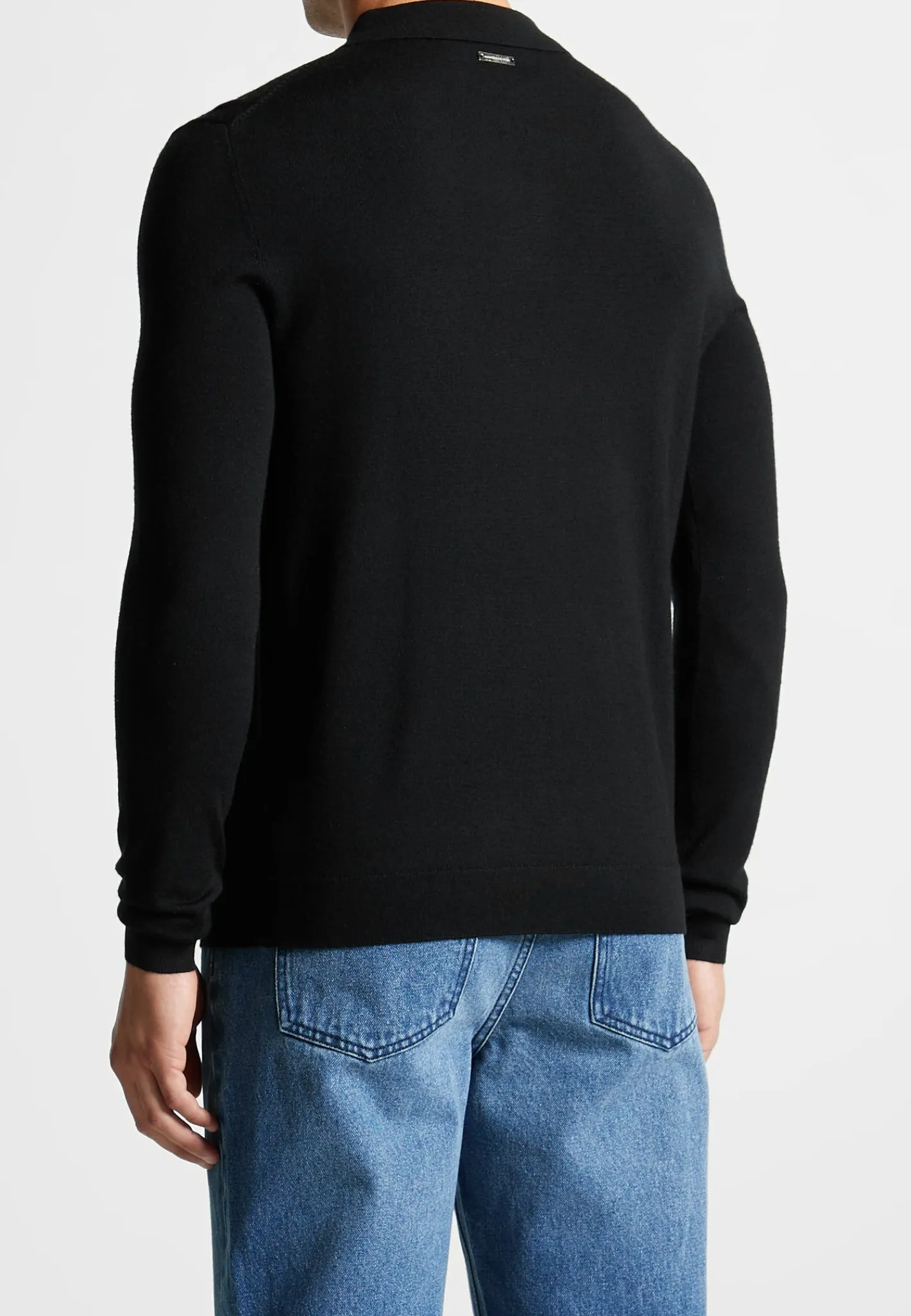 Merino Wool Long Sleeve Polo Top With Zip -^Manière De Voir Sale