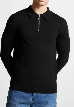 Merino Wool Long Sleeve Polo Top With Zip -^Manière De Voir Sale