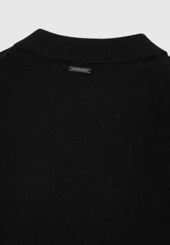 Merino Wool Long Sleeve Polo Top With Zip -^Manière De Voir Sale