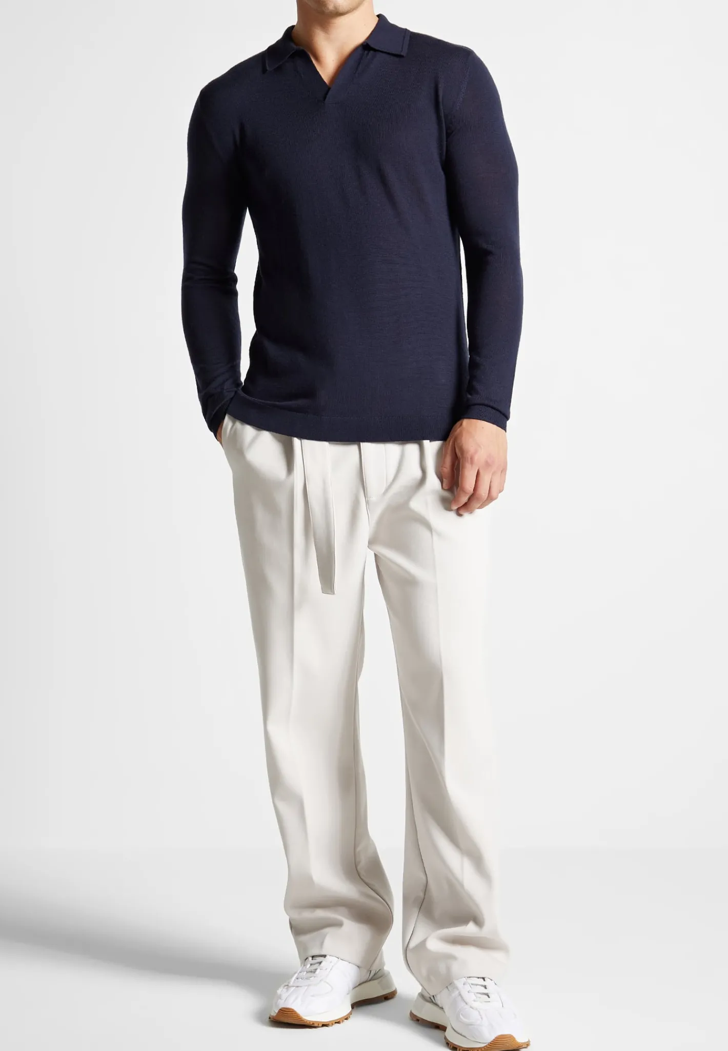 Merino Wool Long Sleeve Revere Polo Shirt -^Manière De Voir Hot