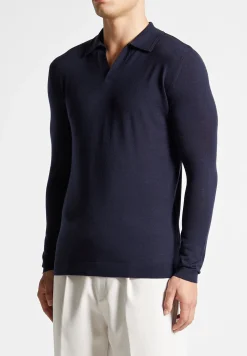 Merino Wool Long Sleeve Revere Polo Shirt -^Manière De Voir Hot