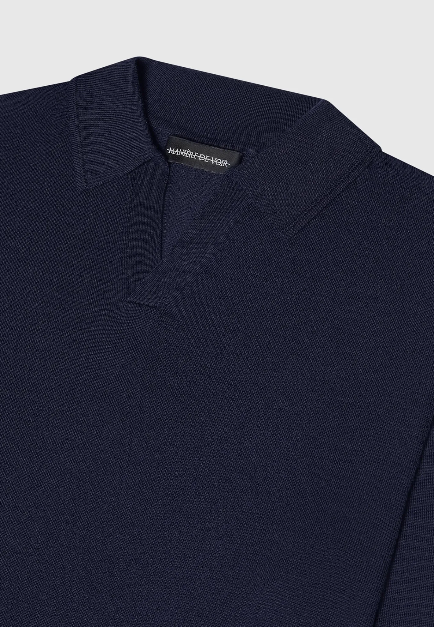 Merino Wool Long Sleeve Revere Polo Shirt -^Manière De Voir Hot