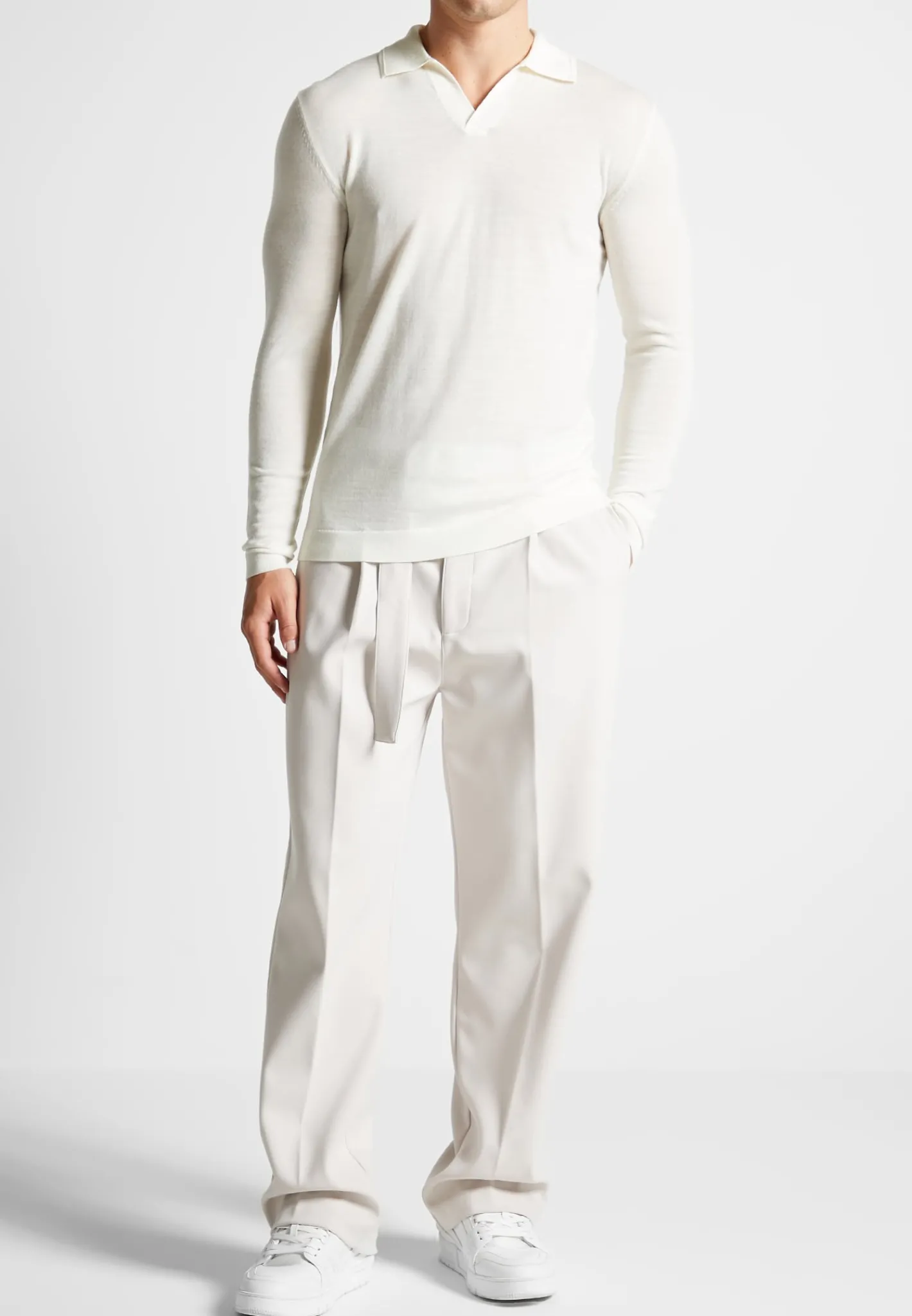 Merino Wool Long Sleeve Revere Polo Shirt - Off White^Manière De Voir Discount