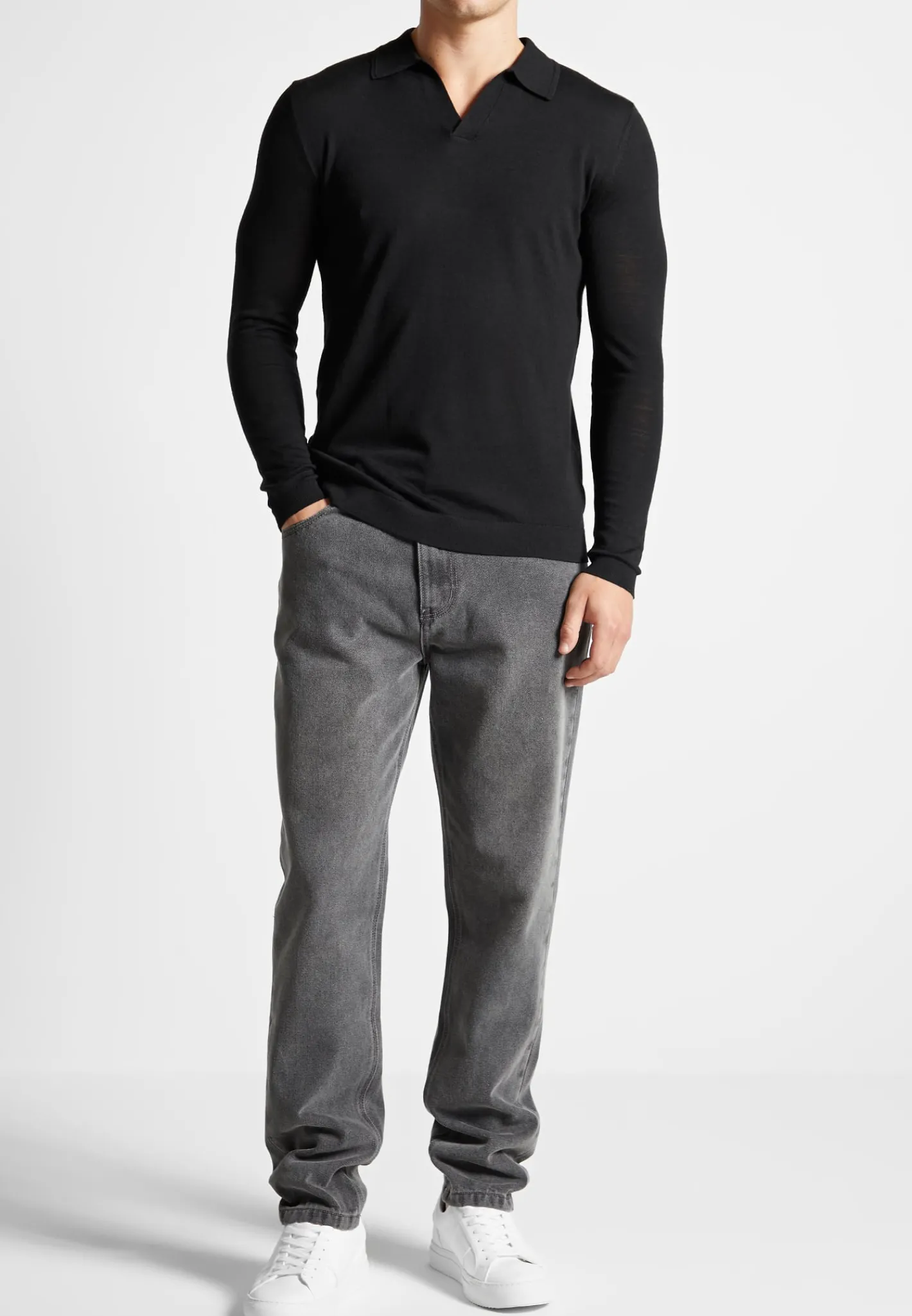 Merino Wool Long Sleeve Revere Polo Shirt -^Manière De Voir New