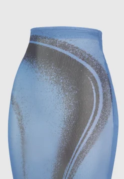 Mesh Printed Maxi Skirt - Blue^Manière De Voir Discount