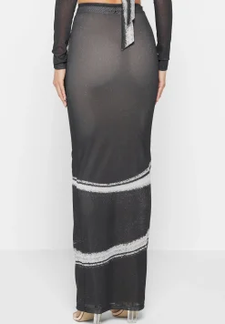 Mesh Printed Maxi Skirt - Black^Manière De Voir Discount