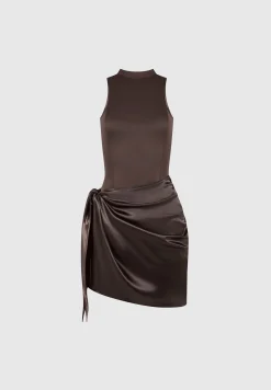 Neoprene & Satin Wrap Bodycon Dress -^Manière De Voir Hot