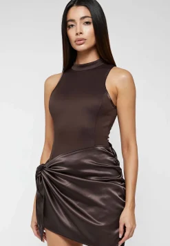 Neoprene & Satin Wrap Bodycon Dress -^Manière De Voir Hot