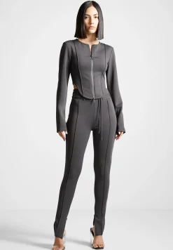 Neoprene Tie Detail Leggings - Charcoal Grey^Manière De Voir Hot