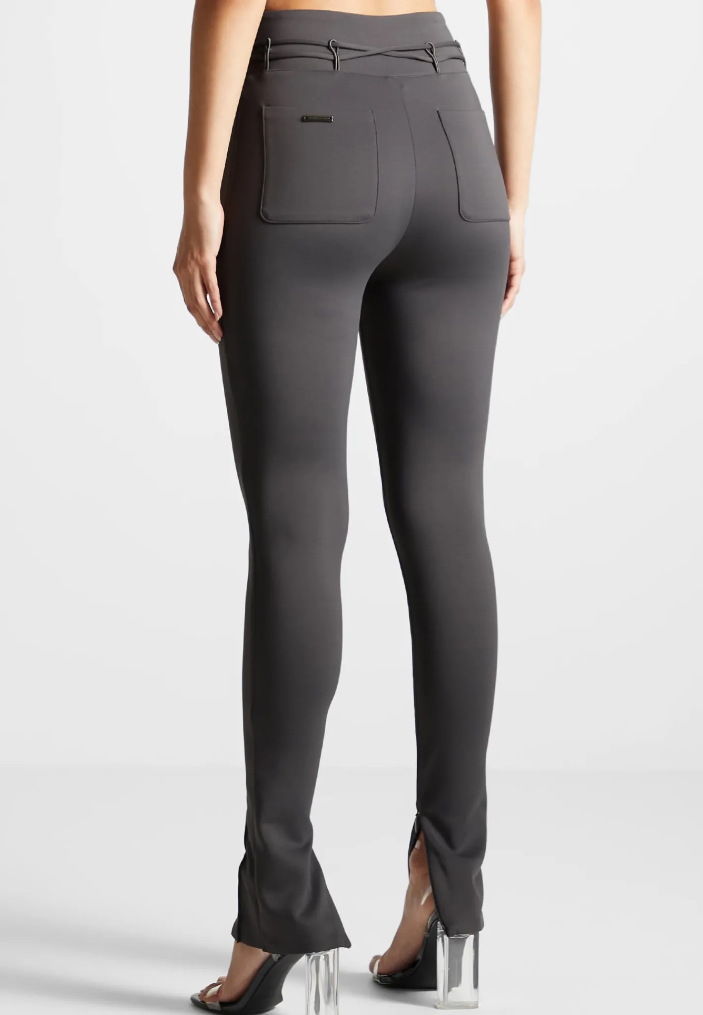 Neoprene Tie Detail Leggings - Charcoal Grey^Manière De Voir Hot