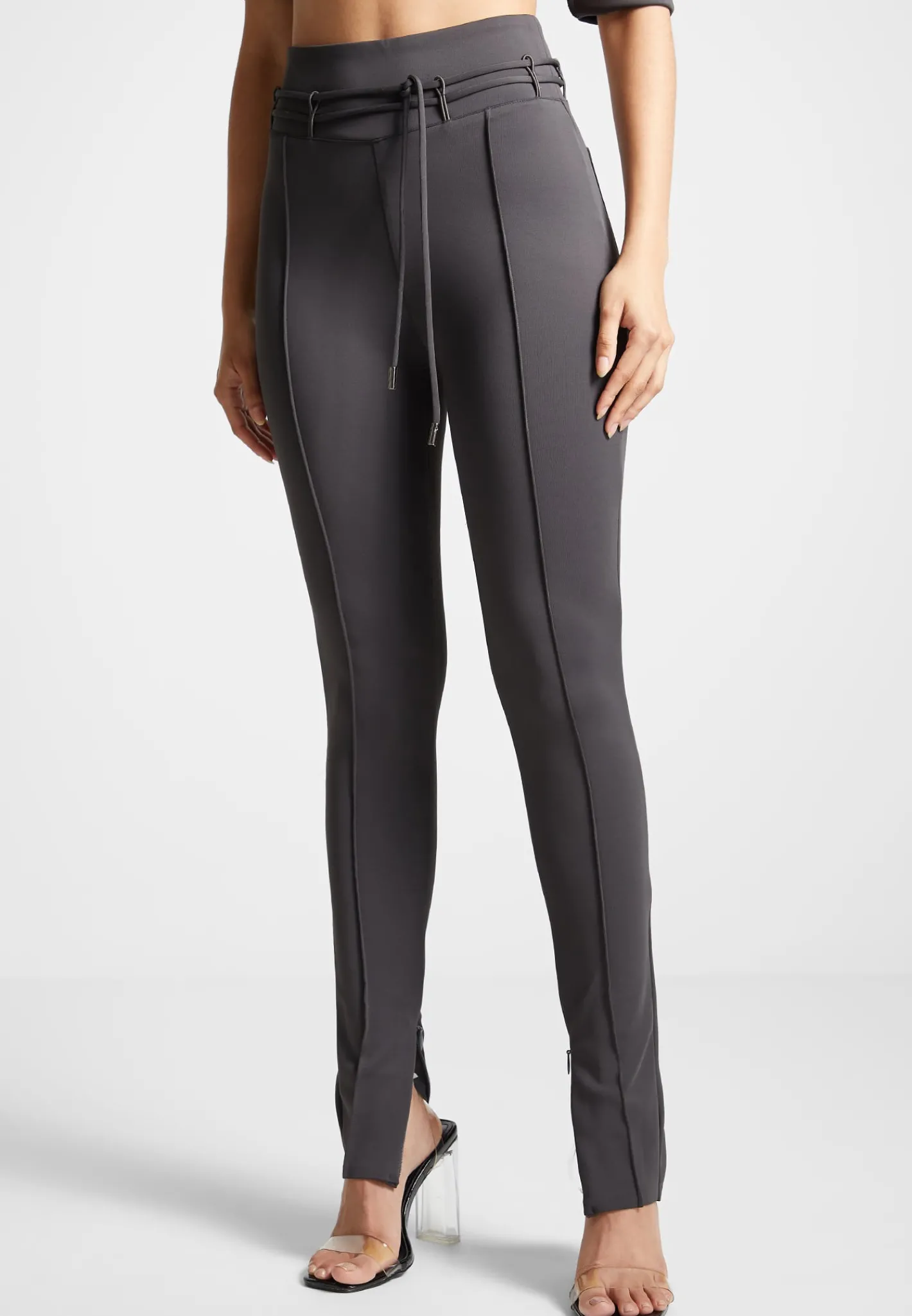 Neoprene Tie Detail Leggings - Charcoal Grey^Manière De Voir Hot