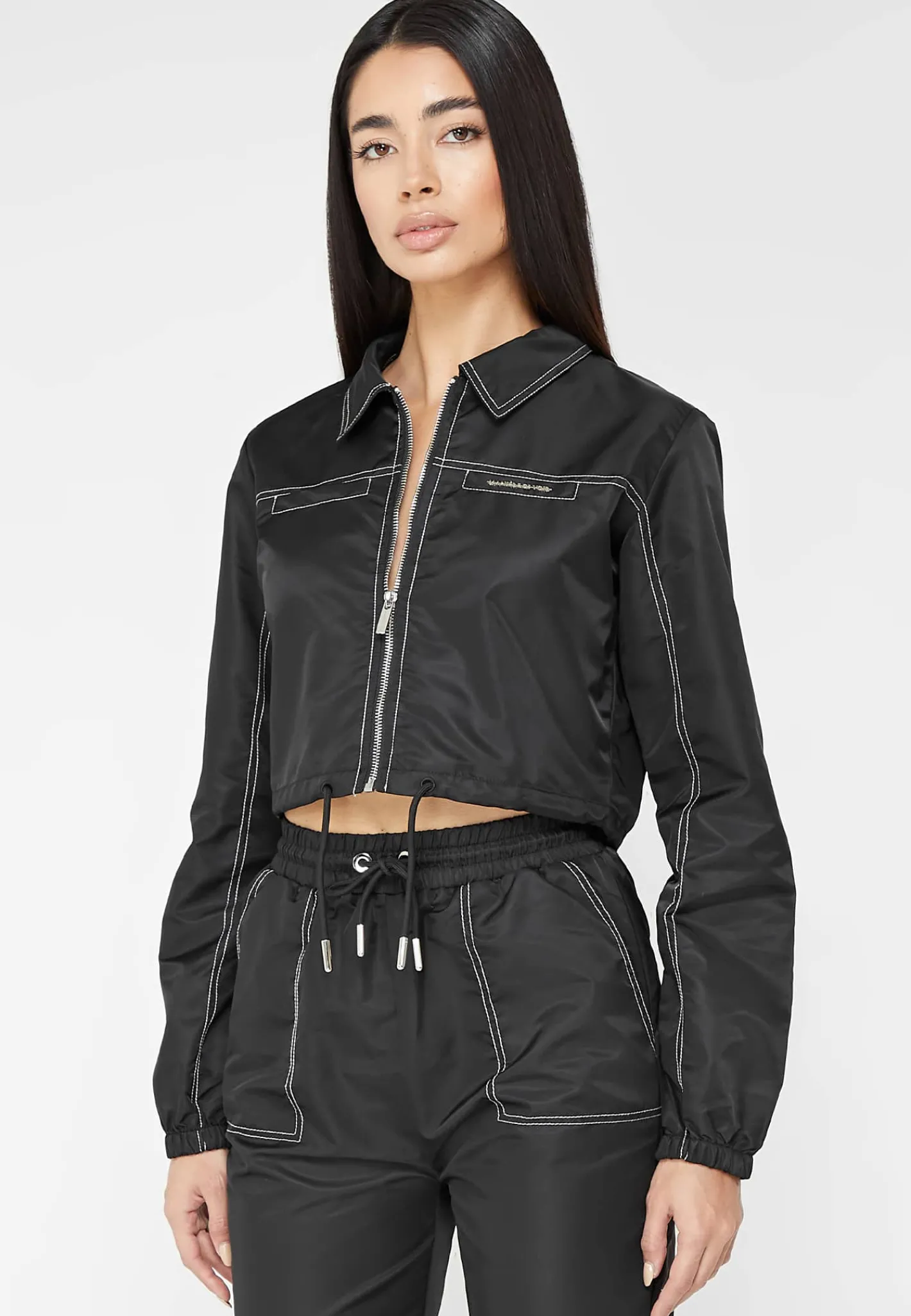 Nylon Contrast Stitch Track Jacket -^Manière De Voir Fashion