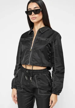 Nylon Contrast Stitch Track Jacket -^Manière De Voir Fashion