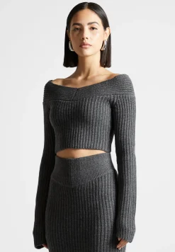 Off Shoulder Knit Crop Top - Grey Marl^Manière De Voir Best