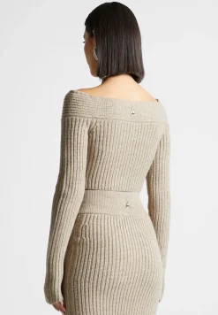 Off Shoulder Knit Crop Top - Beige Marl^Manière De Voir Outlet