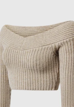 Off Shoulder Knit Crop Top - Beige Marl^Manière De Voir Outlet