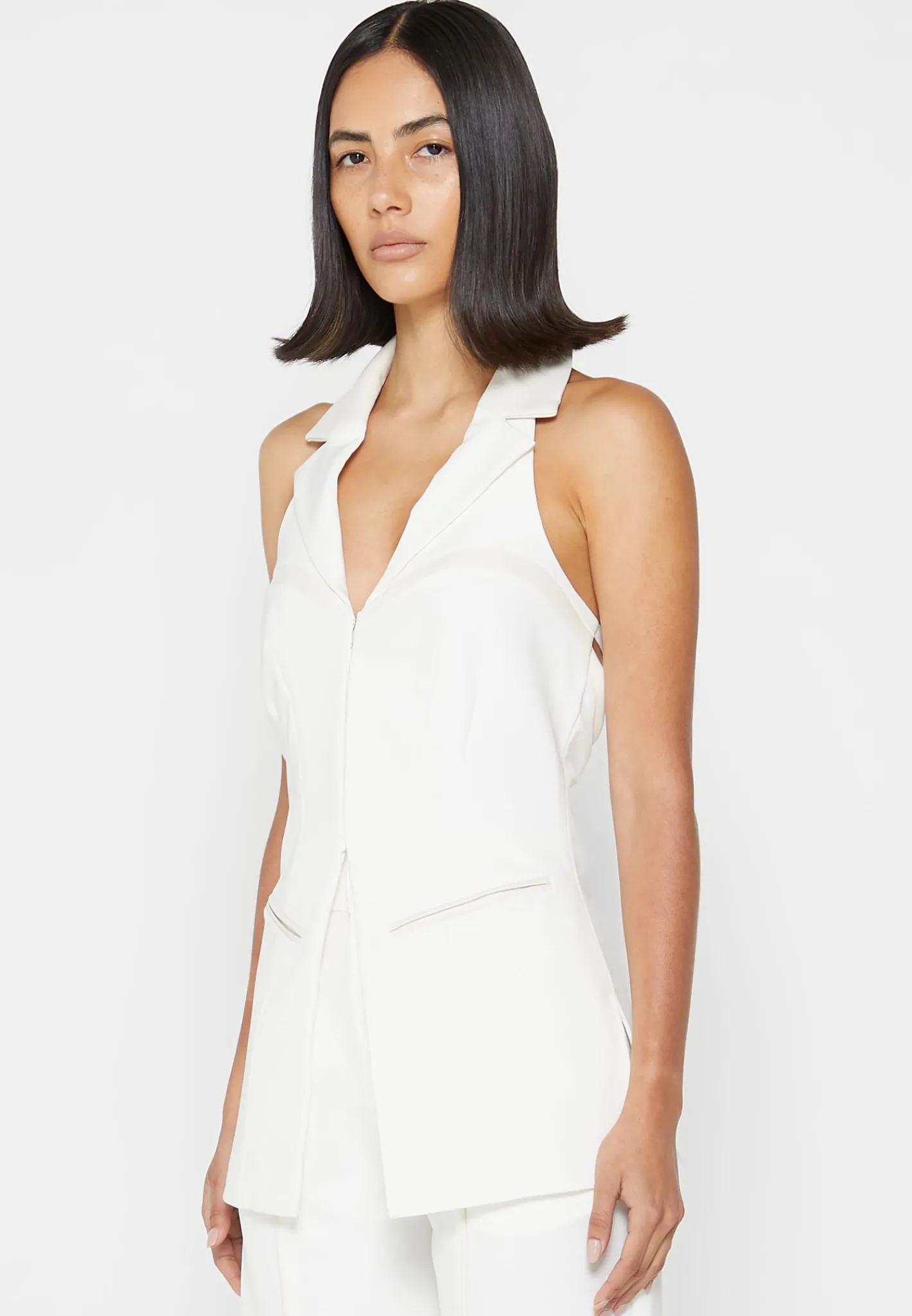 Open Back Waistcoat with Vegan Leather -^Manière De Voir New