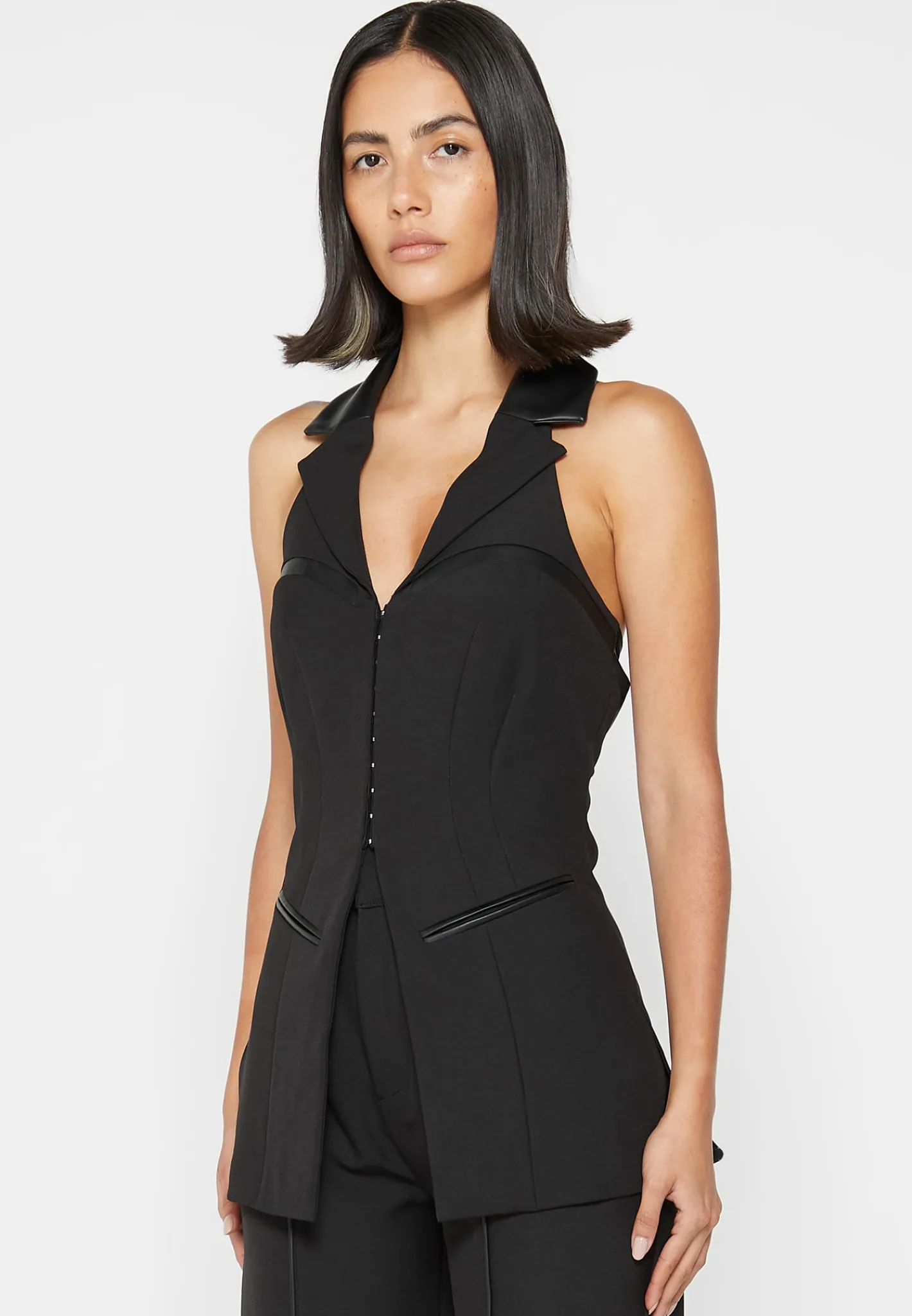 Open Back Waistcoat with Vegan Leather -^Manière De Voir Outlet