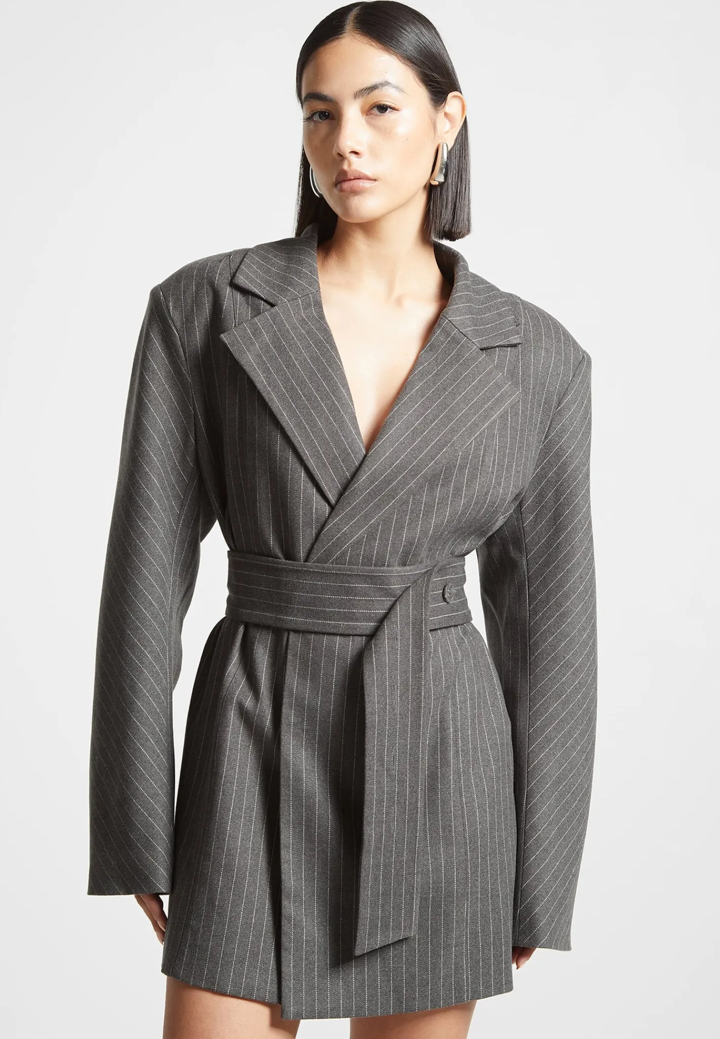 Oversized Pinstripe Blazer Dress -^Manière De Voir Fashion