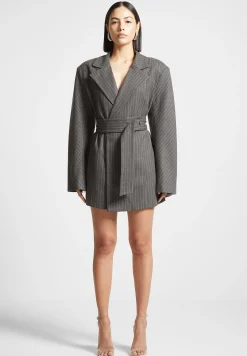 Oversized Pinstripe Blazer Dress -^Manière De Voir Fashion