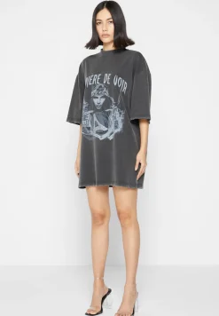 Oversized Rhinestone T-Shirt Dress - Washed Black^Manière De Voir Best
