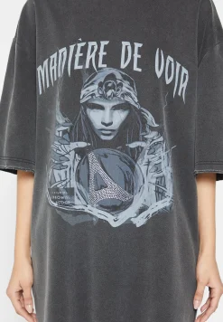 Oversized Rhinestone T-Shirt Dress - Washed Black^Manière De Voir Best