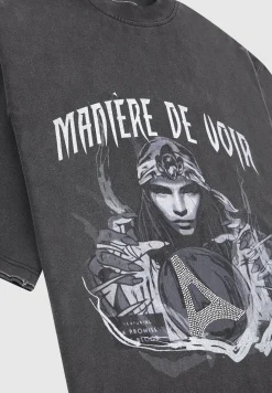 Oversized Rhinestone T-Shirt Dress - Washed Black^Manière De Voir Best