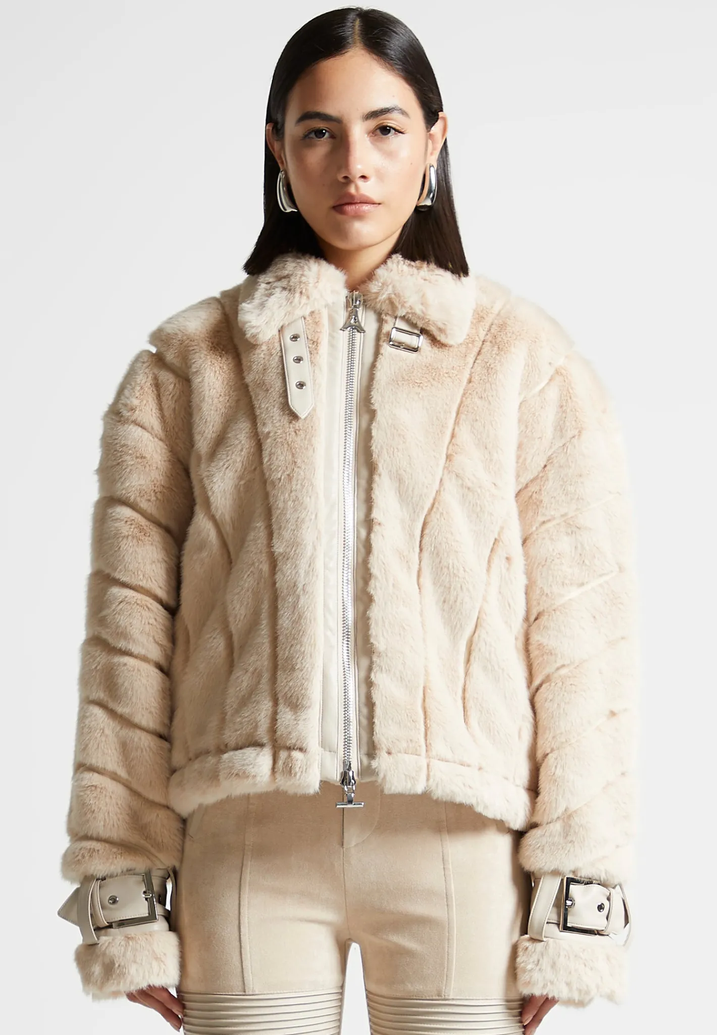 Oversized Ribbed Plush Jacket with Lapel -^Manière De Voir Outlet