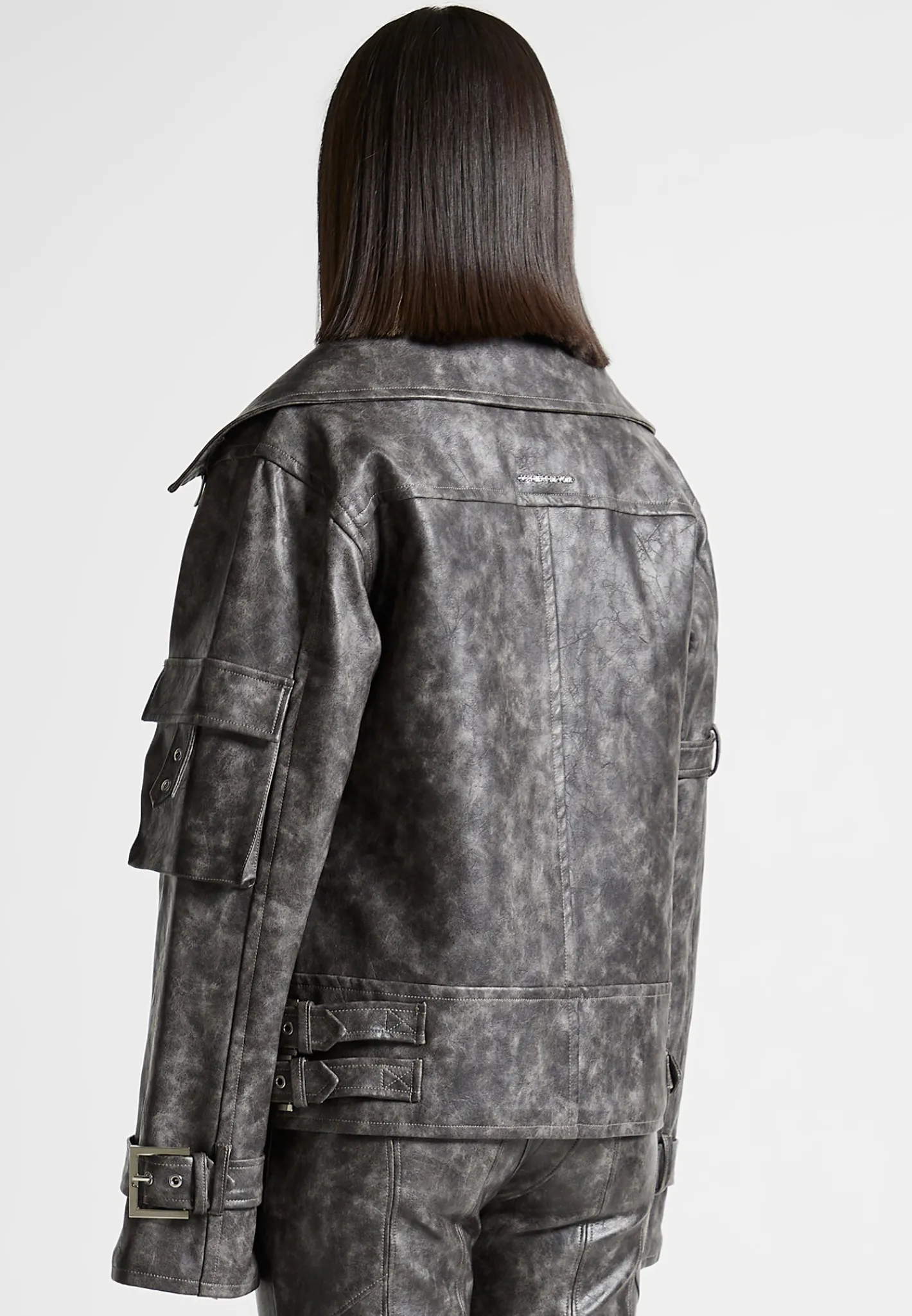 Oversized Vintage Vegan Leather Biker Jacket -^Manière De Voir Best