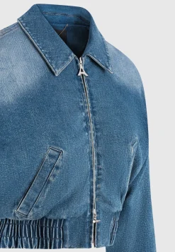 Padded Cropped Denim Bomber Jacket - Mid Blue^Manière De Voir Best
