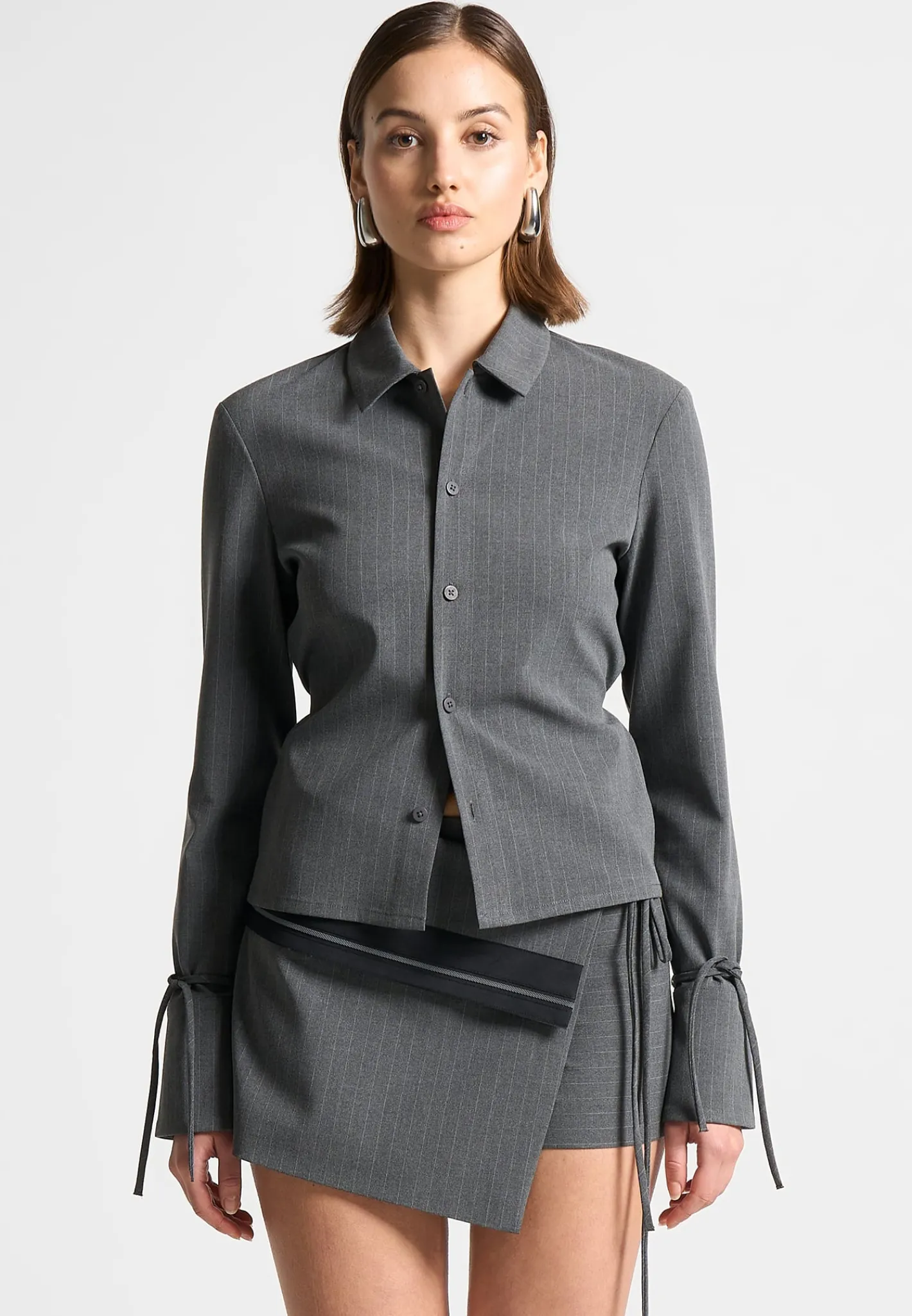 Pinstripe Cinch Tailored Shirt with Ties -^Manière De Voir Hot