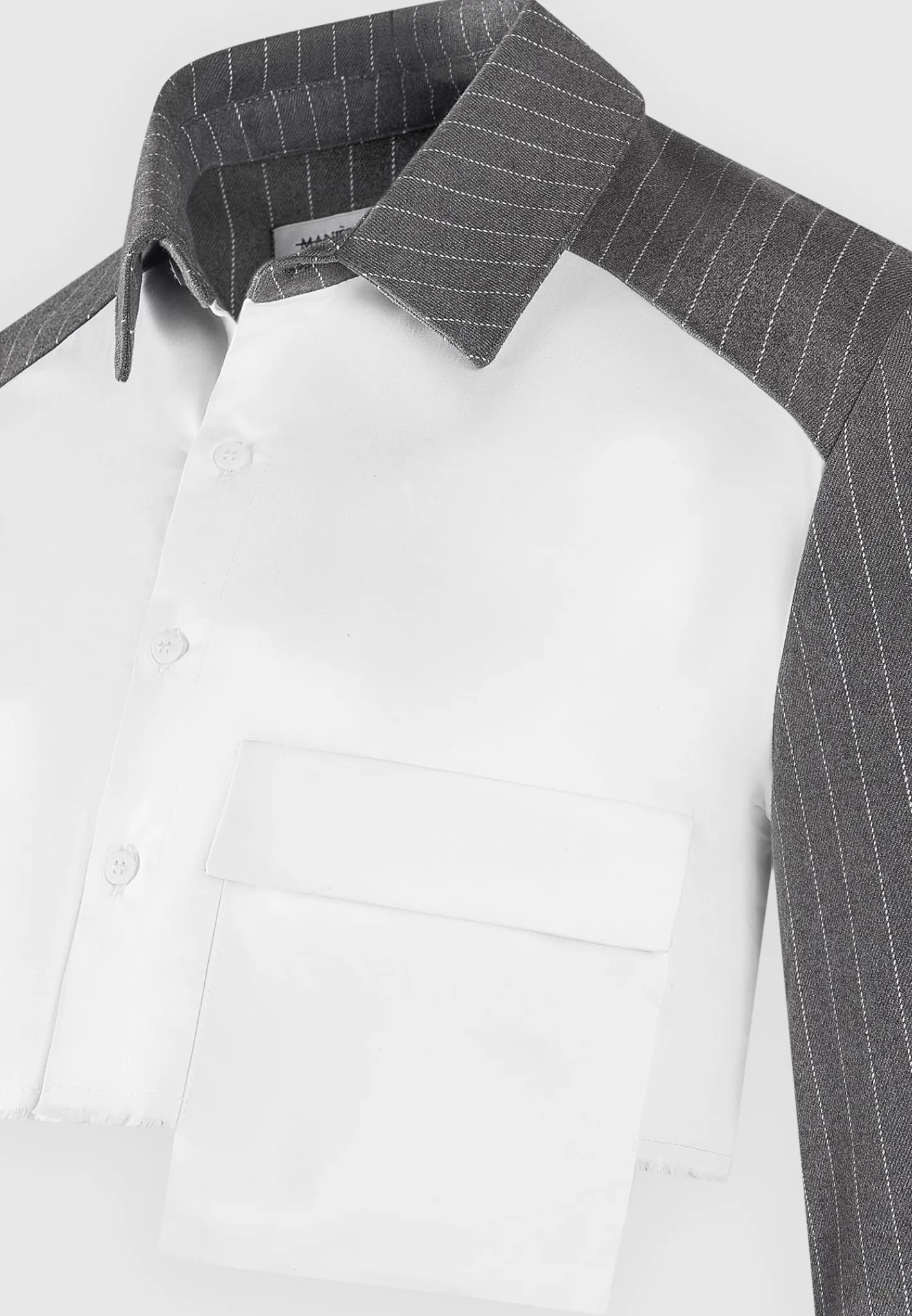 Pinstripe Contrast Cropped Shirt - Grey^Manière De Voir New