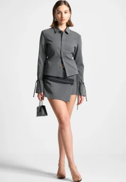 Pinstripe Tailored Mini Skort with Tie -^Manière De Voir New
