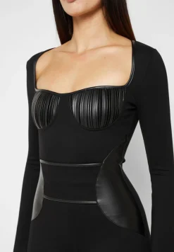 Pleated Vegan Leather & Bandage Playsuit -^Manière De Voir Outlet