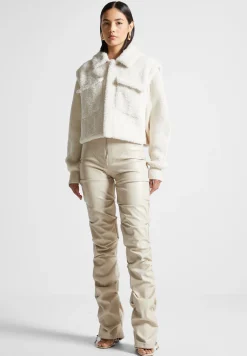 Plush Jacket With Knitted Sleeves -^Manière De Voir Fashion