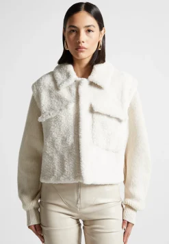 Plush Jacket With Knitted Sleeves -^Manière De Voir Fashion