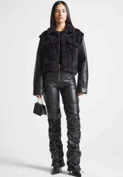 Plush Jacket With Vegan Leather Sleeves -^Manière De Voir Online