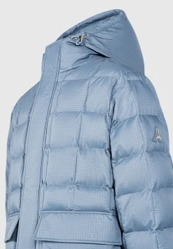 Quilted Longline Puffer Coat - Steel Blue^Manière De Voir Outlet