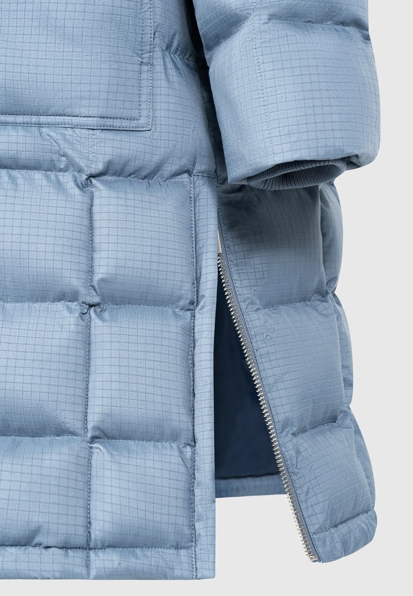 Quilted Longline Puffer Coat - Steel Blue^Manière De Voir Outlet