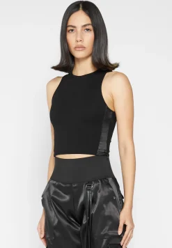 Racer Crop Top with Satin Panels -^Manière De Voir Online
