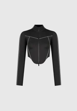 Reflective Piped Long Sleeve Corset Jacket -^Manière De Voir Online