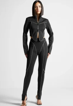 Reflective Piped Long Sleeve Corset Jacket -^Manière De Voir Online