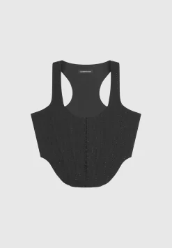 Rhinestone Denim Corset -^Manière De Voir Hot