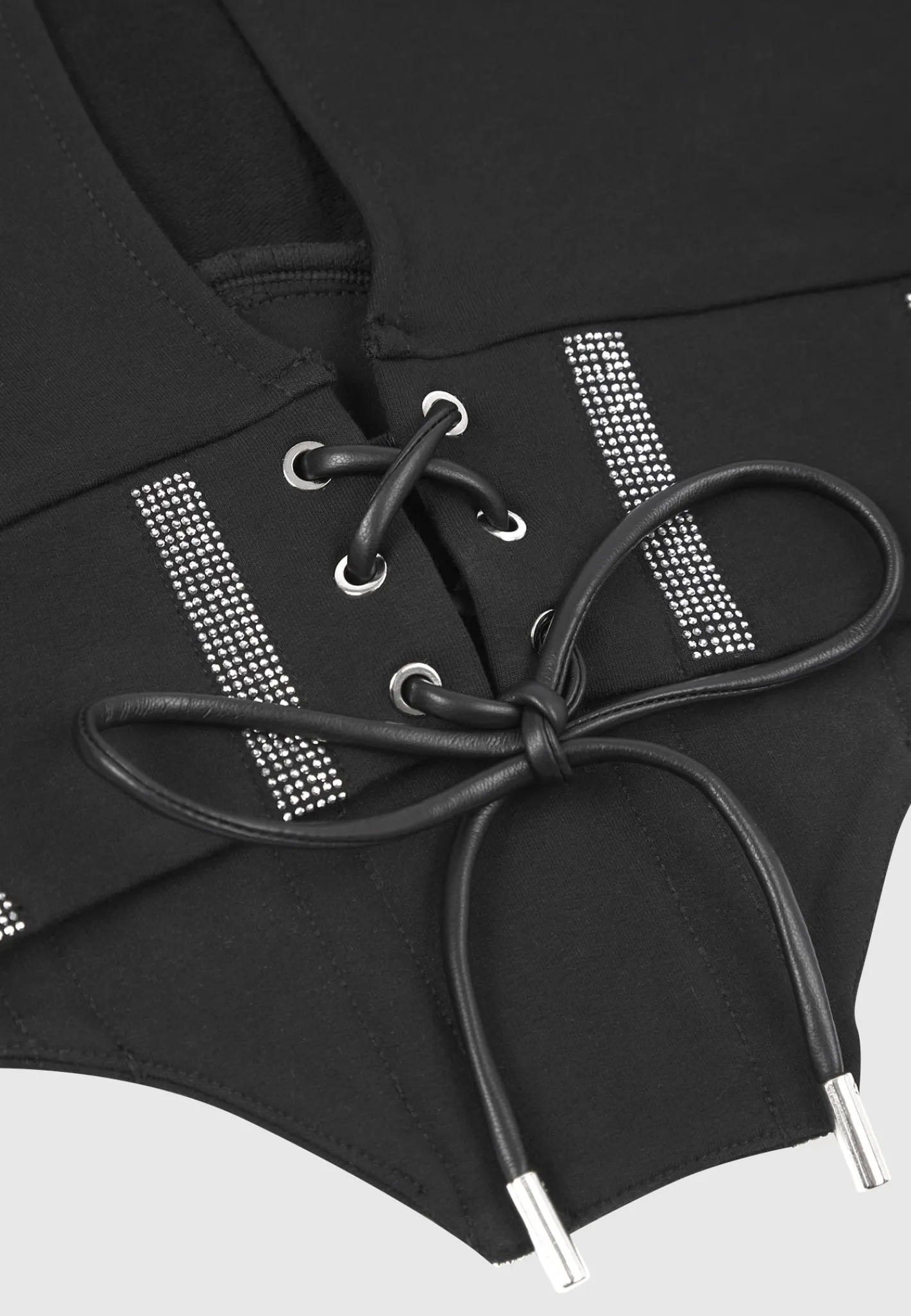 Rhinestone Lace Up Corset T-Shirt -^Manière De Voir Discount