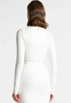 Rhinestone Long Sleeve Bandage Top -^Manière De Voir Discount