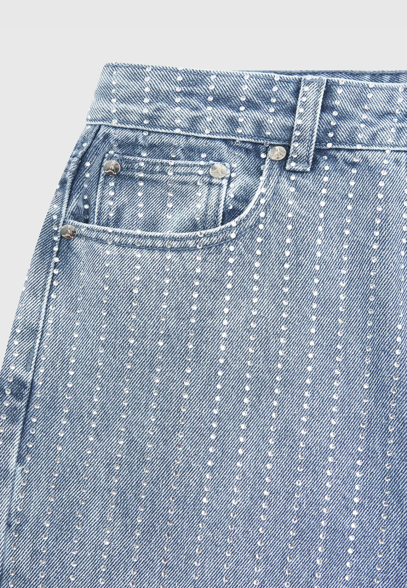 Rhinestone Mom Jeans - Mid Blue^Manière De Voir Hot