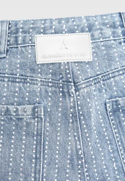 Rhinestone Mom Jeans - Mid Blue^Manière De Voir Hot